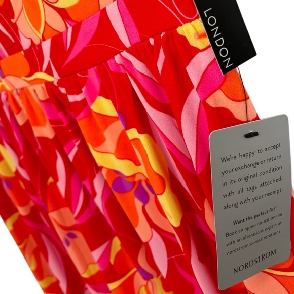NWT MAGGIE LONDON COLORFUL RED & ORANGE FLORAL DRESS, SIZE 8 - Picture 5 of 13